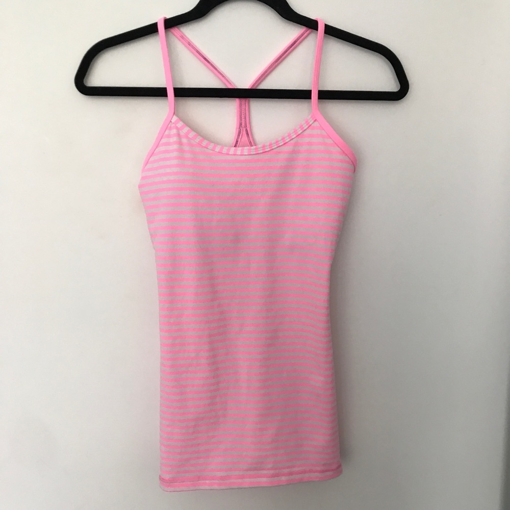 Lululemon Power Y Tank Pink Stripe 4